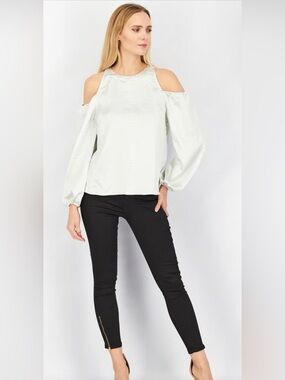 INC International Concepts Metallic Silver Texture Top